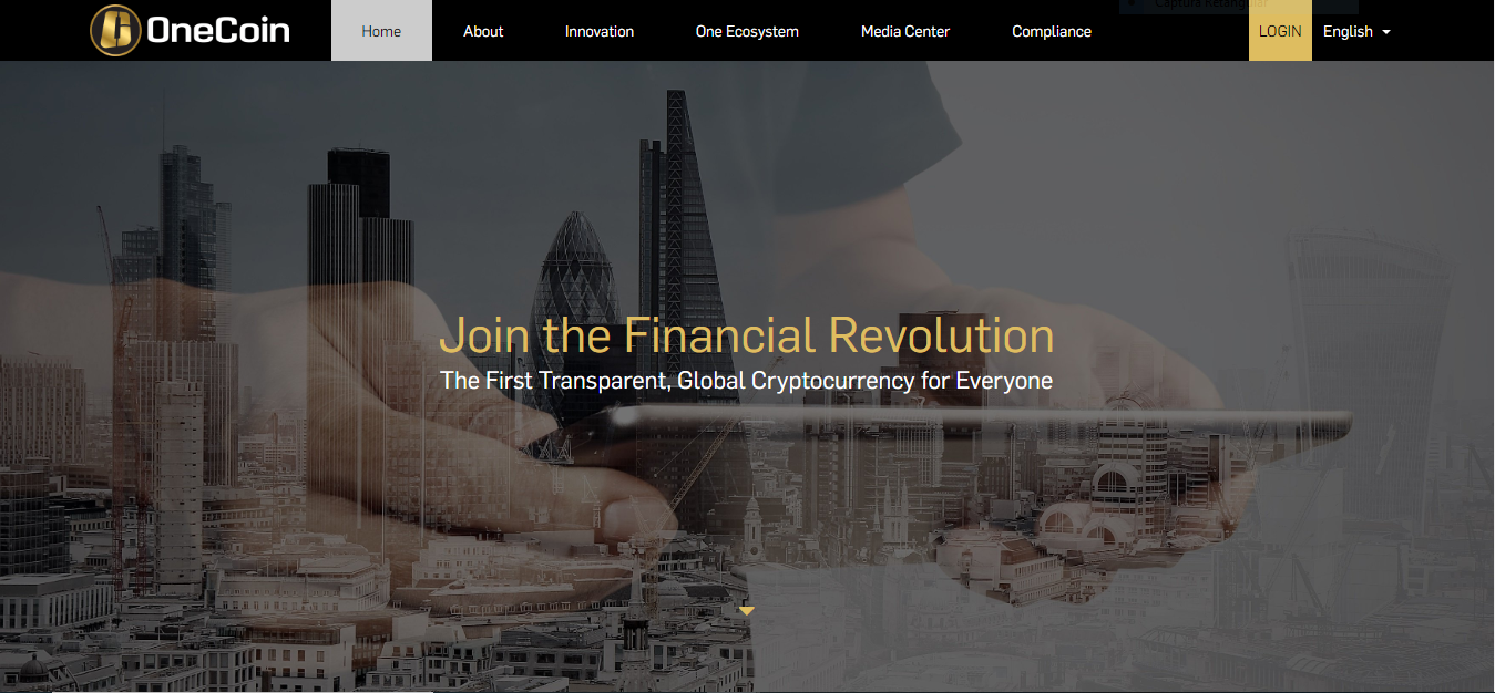 Site da OneCoin convida visitantes para a “Revolução Financeira”