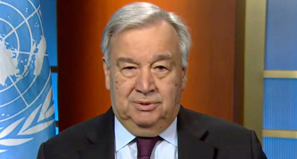 O secretário-geral da ONU, António Guterres, durante coletiva de imprensa virtual sobre a pandemia de COVID-19. Foto: Reprodução