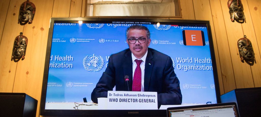 O diretor-geral da OMS, Tedros Adhanom Ghebreyesus, fala em Genebra sobre a pandemia da  COVID-19. Foto: ONU/Eskinder Debebe