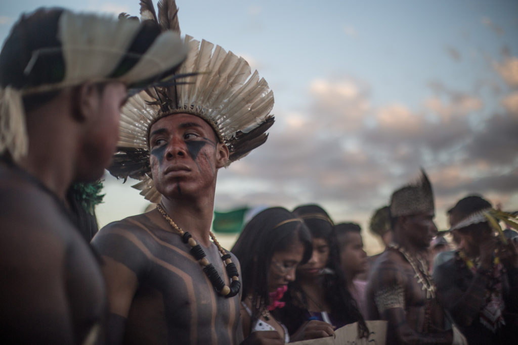 Indígenas em manifestação em Brasília. Foto: Mídia Ninja