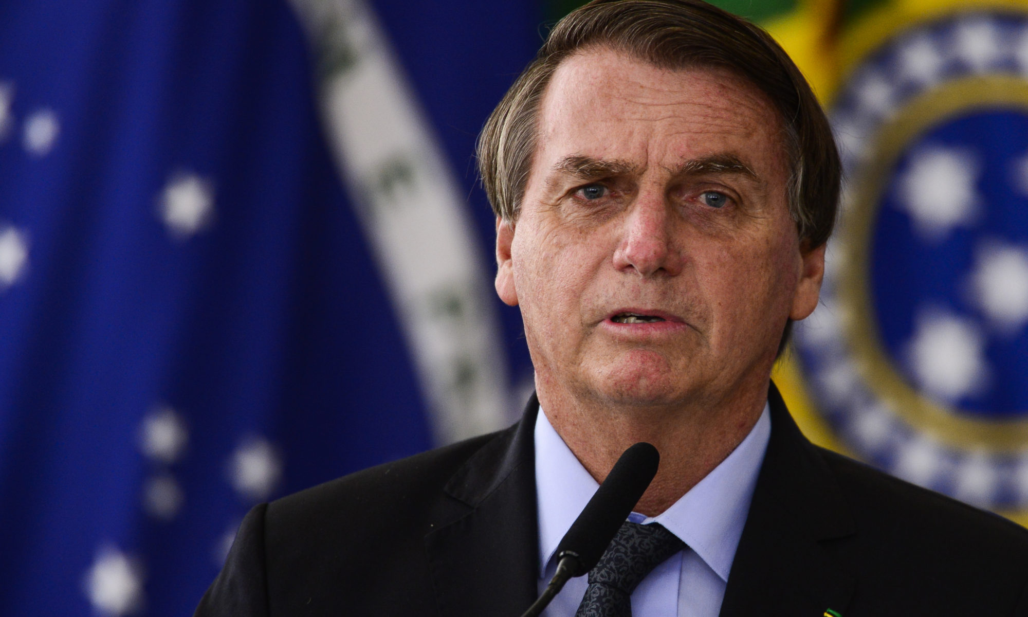 O presidente Jair Bolsonaro durante cerimônia para o  anúncio de investimentos para o Programa Águas Brasileiras.