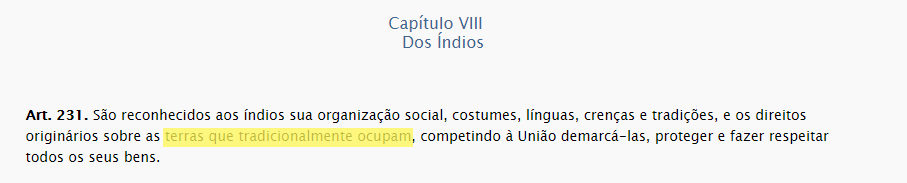 Print do parecer nº 005/2017, a respeito da posse de terras por povos indígenas