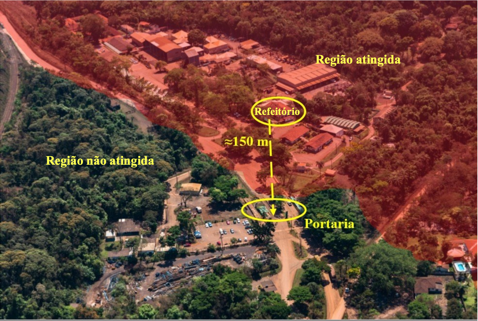 Imagem da região atingida pelos rejeitos da barragem da Vale em Brumadinho