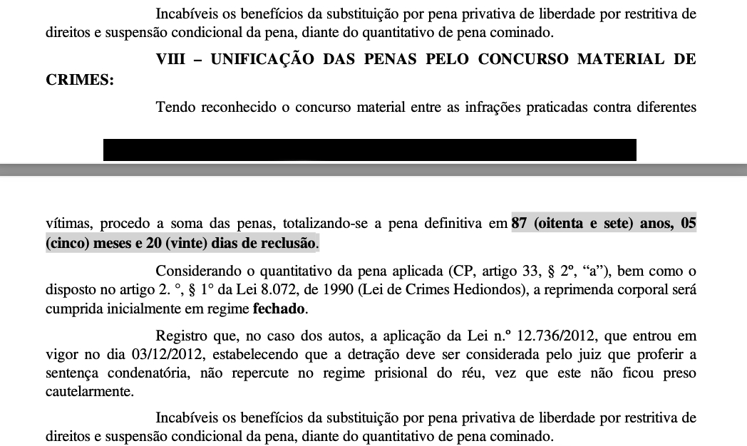 Reprodução da sentença de Dinamá