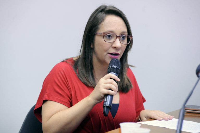 Deputada Renata Abreu fala ao microfone