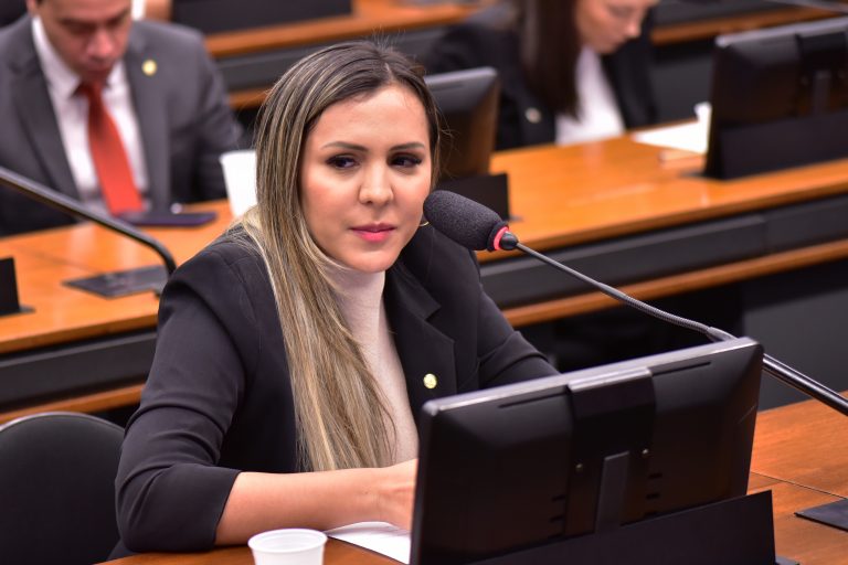 Andreia Siqueira fala durante reunião de comissão