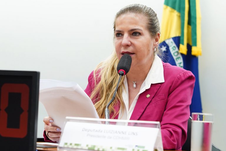 Deputada Luizianne Lins (PT-CE) fala em reunião da Comissão de Direitos Humanos, Minorias e Igualdade Racial da Câmara dos Deputados