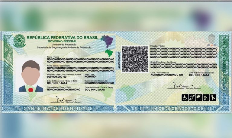 Modelo na nova carteira de identidade