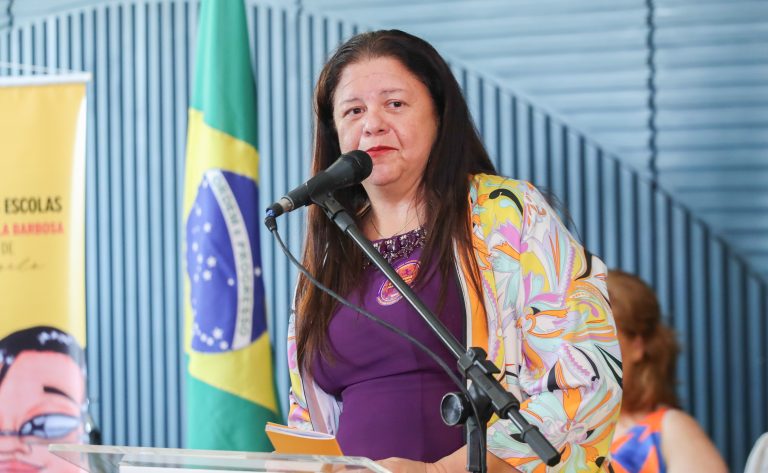 Deputada Laura Carneiro fala ao microfone