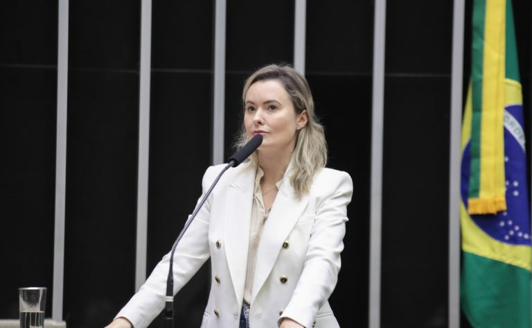 Deputada Julia Zanatta fala ao microfone