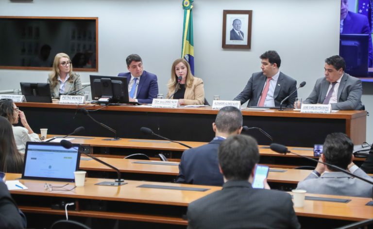 Audiência Pública - Impactos da produção de fertilizantes nitrogenados. Diretora Executiva - Associação Brasileira da Indústria de Hidrogênio Verde, Fernanda Delgado. Secretário de Petróleo, Gás Natural e Biocombustíveis do Ministério de Minas e Energia, Pietro Adamo Sampaio Mendes. Dep. Socorro Neri (PP-AC). Chefe-Geral - Embrapa Agroenergia, Alexandre Alves. Assessor Executivo - MINISTÉRIO DA AGRICULTURA E PECUÁRIA, José Carlos Polidoro.