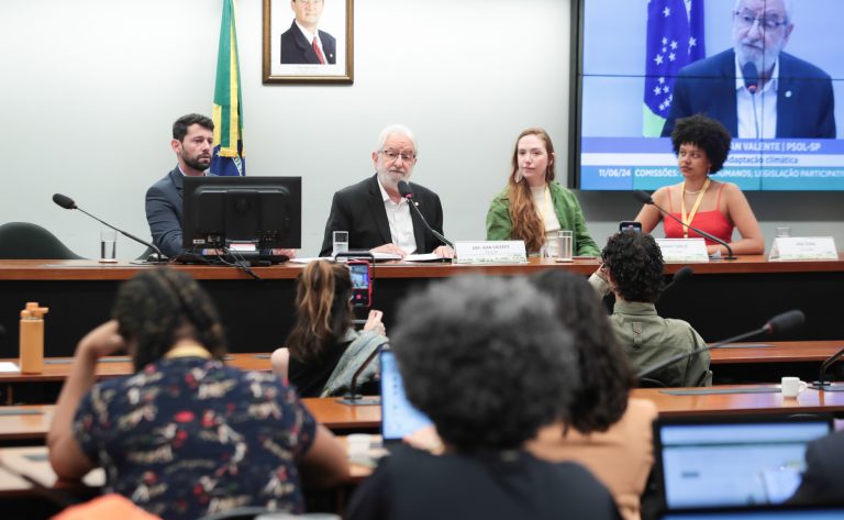 Audiência Pública - Adaptação climática. Dep. Ivan Valente (PSOL - SP); Representante do GT Clima - GT Clima, Sarah Darcie e Representante do GT Clima - GT Clima, Ana Terra