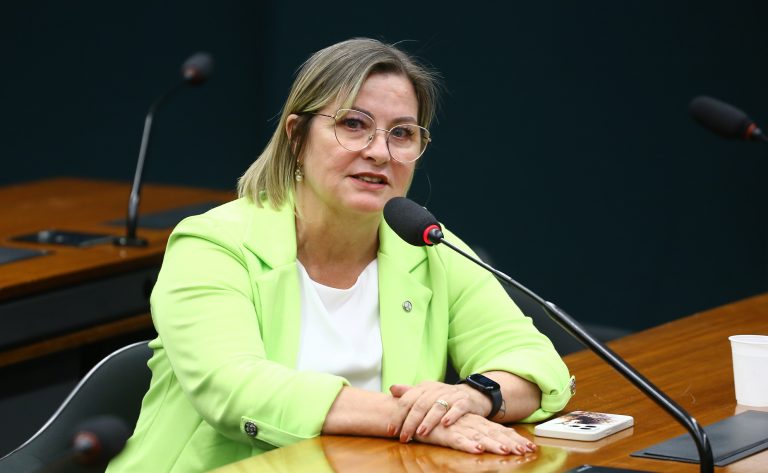 Deputada Ana Paula Leão fala ao microfone