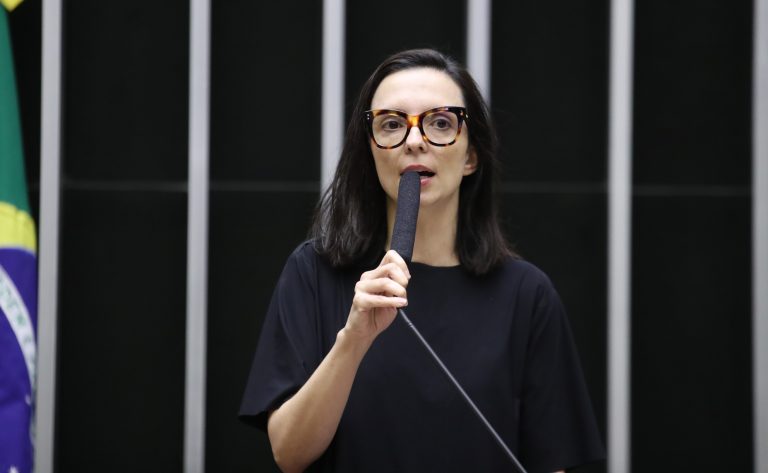 Deputada Ana Pimentel fala ao microfone