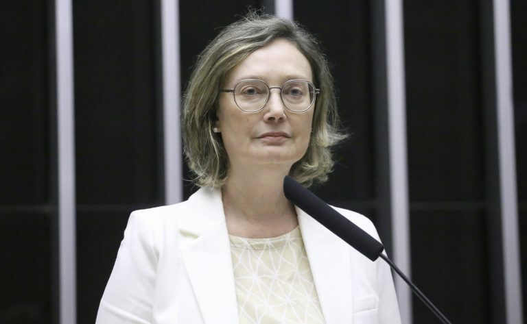 Deputada Maria do Rosário fala ao microfone